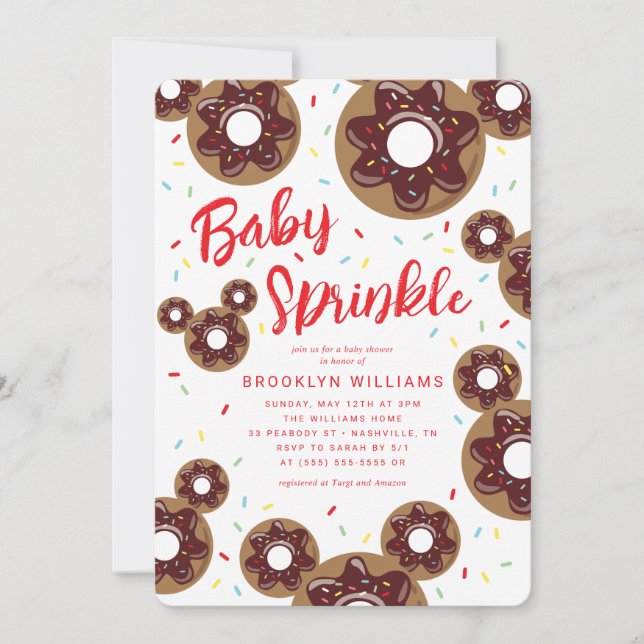 Invitation Mickey Mouse | Saupoudrer bébé de beigne - Baby sh (Devant)