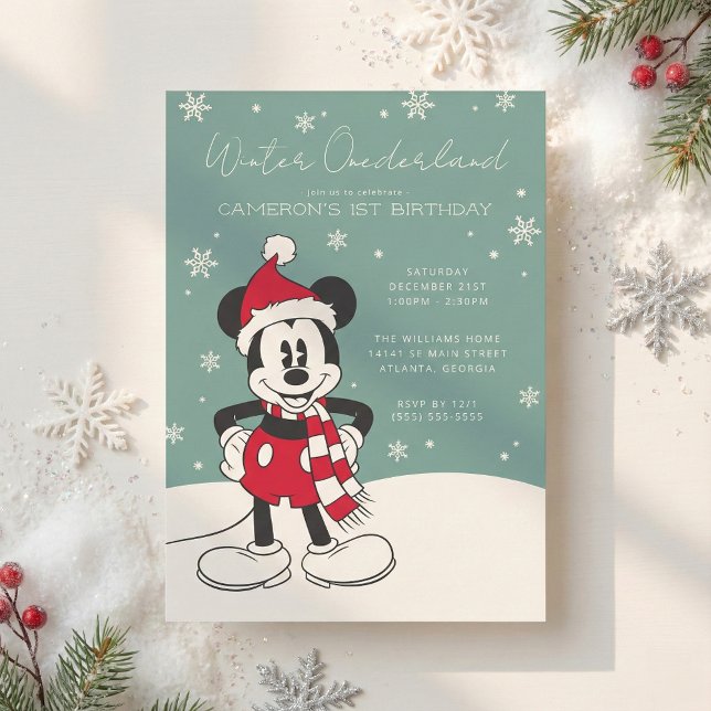 Invitation Mickey Mouse Winter Onederland 1er anniversaire (Créateur téléchargé)