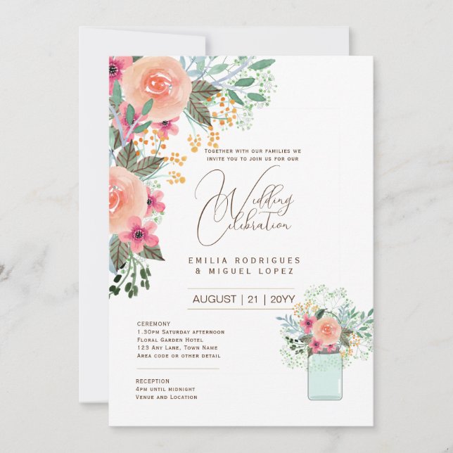 Invitation Micro Jardin Mariage thème Joli Floral été (Devant)