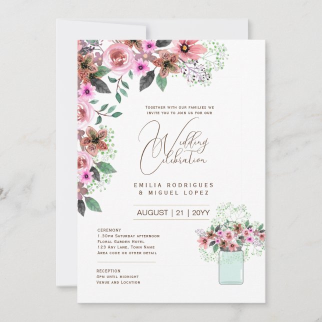 Invitation Micro Jardin Mariage thème Joli Floral été (Devant)