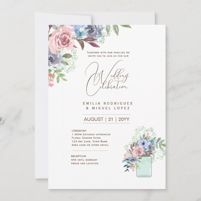 Invitation Micro Jardin Mariage thème Joli Floral été (Devant)