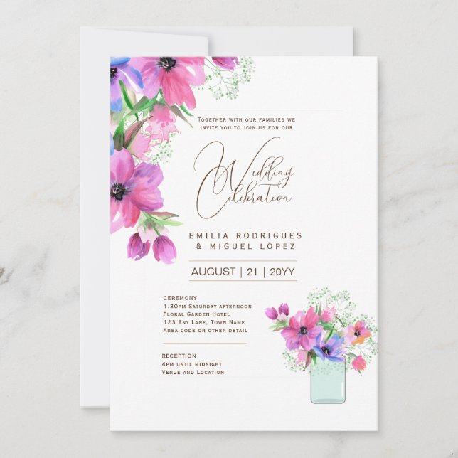 Invitation Micro Jardin Mariage thème Joli Floral été (Devant)