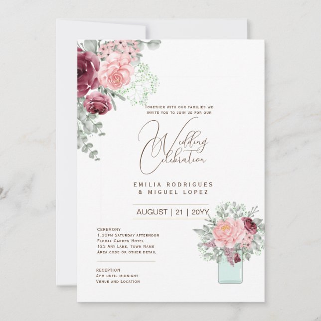 Invitation Micro Jardin Mariage thème Joli Floral été (Devant)