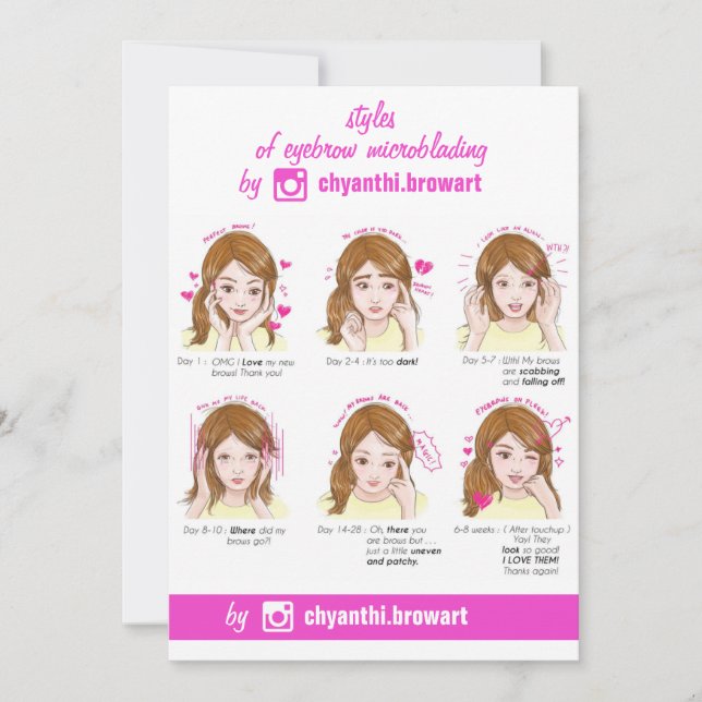 Invitation Microblading Eyebrow Instructions pour les soins p (Devant)