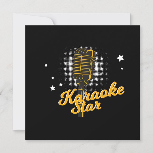 Invitation Microphone Star Karaoke Musique Cadeau de Chant (Devant)