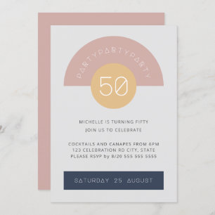 Invitation Mid Century Modern 50 et Fabulous Pink Geo 50e