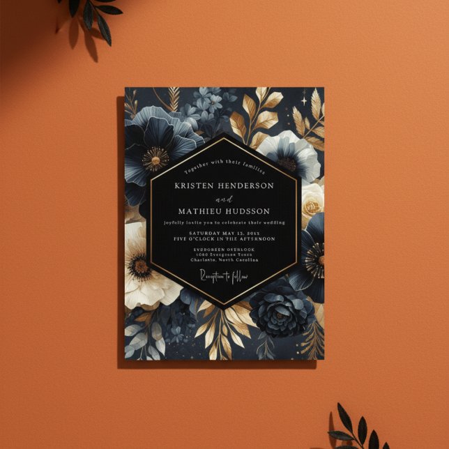 Invitation Midnight Bloom Opulent Wedding (Créateur téléchargé)