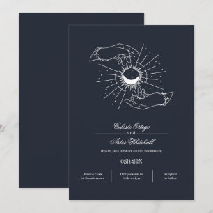 Invitation Midnight Blue Mystical Hands Celestial Handfasting