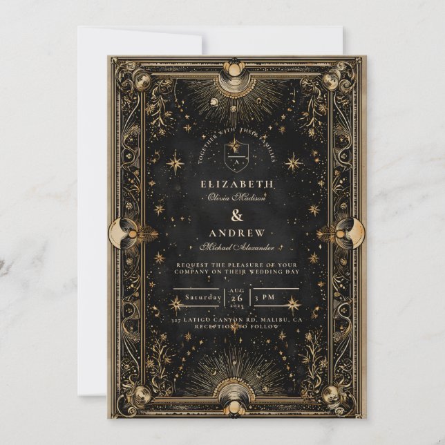 Invitation Midnight Celestial Luxe Wedding (Devant)