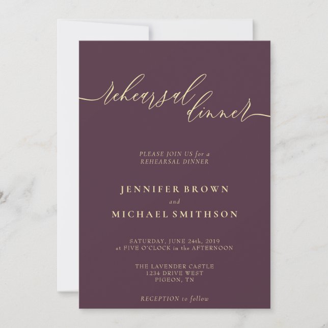 Invitation Midnight Fig & Champagne Rehearsal Dinner (Devant)