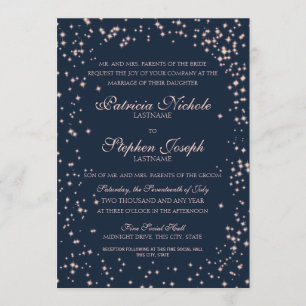 Invitation Midnight Pink Stars Twinkle Sky Mariage