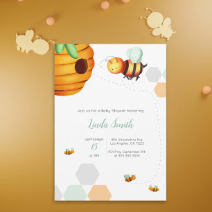 Invitation Miel Bee Baby shower neutre