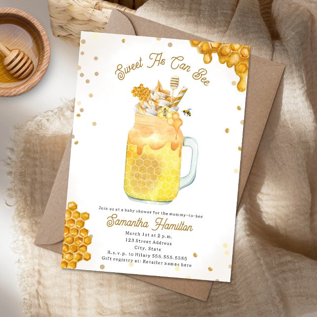 Invitation Miel Bee Milkshake Baby shower neutre (Créateur téléchargé)