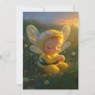 Invitation Miel de Whimsical Bee Baby dans un soleil