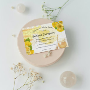 Invitation Miel Jar Jaune Vert Mère à Abeille Baby shower