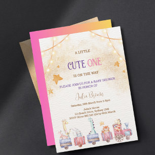 Invitation mignon animal fille baby shower