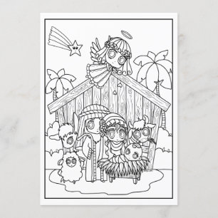 Invitation mignon chibi manga Nativité raison de la saison