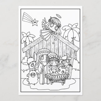 Invitation mignon chibi manga Nativité Scene raison de la sai