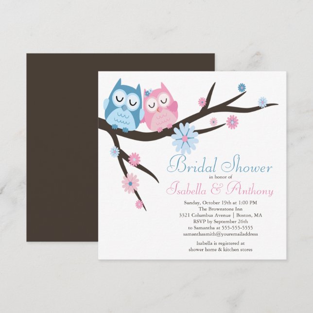 Invitation Mignon dans la Fête de la mariée de couples de (Devant / Derrière)