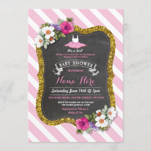 Invitation mignon de baby shower de ballet de rose