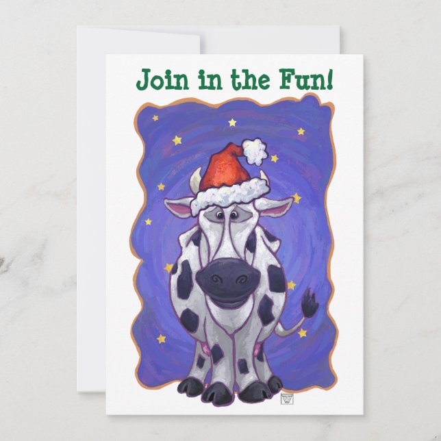 Invitation mignon de fête de vacances de vache (Devant)