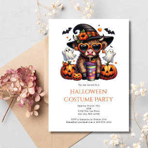 Invitation Mignon drôle de vache Highland Café Halloween Part