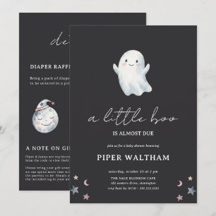 Invitation Mignon fantôme double face Little Boo Baby Shower