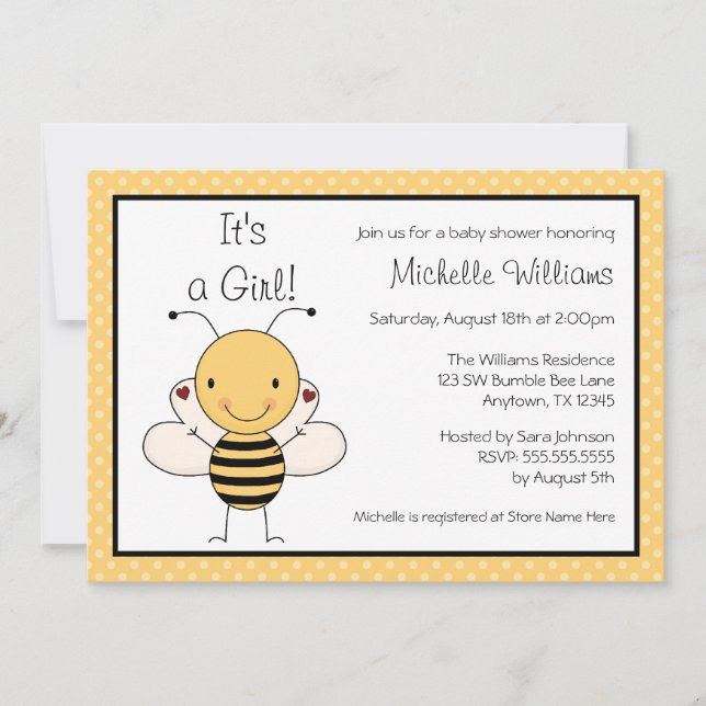 Invitation Mignon gaffez le baby shower de point de polka (Devant)