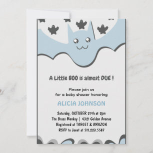 Invitation Mignon garçon chauve-souris Petit boo Fête prénata