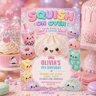 Invitation Mignon Glitter Dumpling Bao Squishy Fête Anniversa