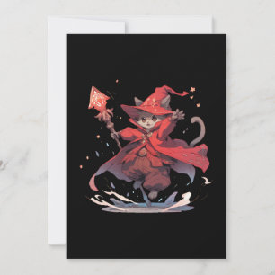 Invitation Mignon Héros Chat Mage Rouge