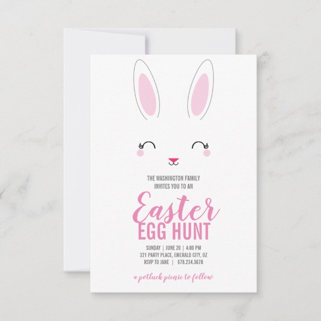 Invitation mignon lapin EASTER EGG HUNT brunch pique-nique (Devant)