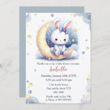 mignon lapin et beau baby shower de lune