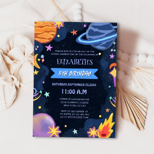 Invitation mignon magique unique galaxie thème enfant anniver
