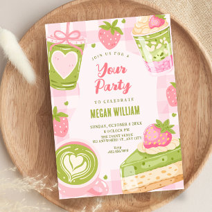 Invitation Mignon matcha à la fraise sucré 