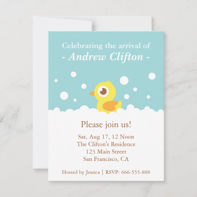 Invitation Mignon mignon avec la partie de baby shower bleue (Devant)