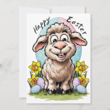 mignon mouton de dessin animé pour Pâques