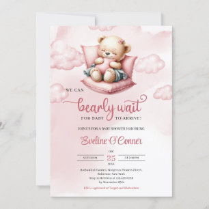 Invitation Mignon ours couché nous pouvons attendre tôt bébé