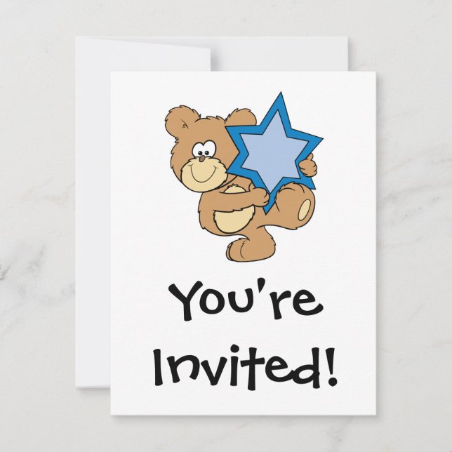 Invitation mignon ours en peluche de l'hanoukka star de la te (Devant)