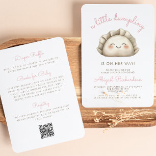 Invitation Mignon Petit QR Code Boulette Rose Baby Shower Fil