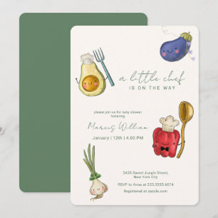 Invitation Mignon petite chef fantaisiste Légumes Baby Shower