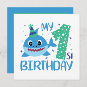 Invitation mignon requin-bébé unisexe Premier anniversaire