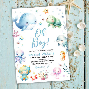 Invitation Mignon sous la mer Oh garçon Baby Shower