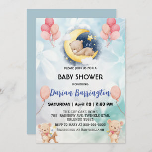 Invitation mignonette en peluche Bear ballon de fleurs baby s