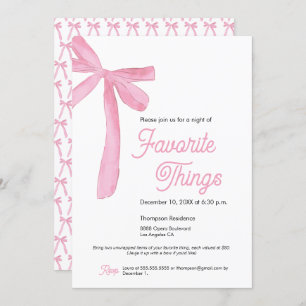 Invitation Mignonette Favoris Party Pink Bow