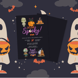 Invitation Mignonne Allons à la fête Éffrayante d'Halloween v