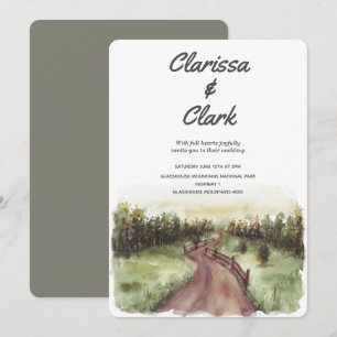 Invitation Mignonne Aquarelle Moderne Pays Paysage Mariage I