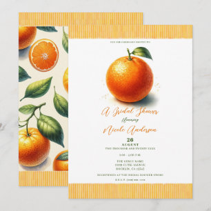 Invitation Mignonne Aquarelle Orange Baby Shower