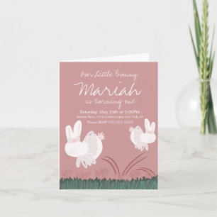 Invitation Mignonne Bunny Pâques 1er Anniversaire Main tirée 