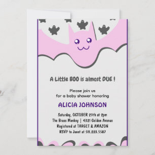 Invitation Mignonne chauve-souris pourpre Petit boo baby show
